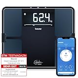 Beurer BF 915 Diagnosewaage, präzise Körperanalyse für bis zu 8 Personen, Messung von Körperfett, mit beleuchtetem XXL- Display, Tragkraft bis 200 kg, inklusive App-Anbindung