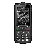HAMMER H Rock Handy ohne Vertrag, 2.4 Zoll Farbdisplay, Robust, Mega Batterie 1800 mAh, (IP68), Stoßfest, Baustellen Tasten, Taschenlampe, Dual SIM, Tastenhandy – Schwartz