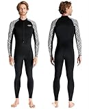 Skyone Dive Skins Badeanzug Ganzkörper-Rashguard für Männer und Frauen, dünner Neoprenanzug, Taucherhaut, UV-Schutz, langärmelig, einteilig, schnell trocknend, Tauchhaut zum Schnorcheln (schwarz