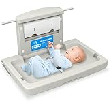 NAIZY Baby Wickeltisch Klappbar 85x57 cm Wickelkommode Wandmontage HDPE Wickelaufsatz mit Sicherheitsgurt & Ablagefächer & Haken, Maximale Tragfähigkeit 33lbs/15kg