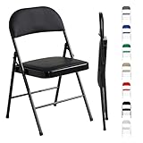 mcc direct 1 Stück Klappstuhl, Kunstleder Klappstuhl mit Metallrahmen und gepolstertem Sitz, einfach zu Falten und aufzubewahren für Zuhause, Büro, Esszimmer und Empfang (Weiß)