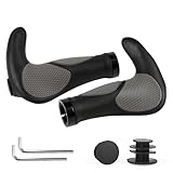 ROGTYO Fahrradgriffe, Fahrradlenker MTB Griffe Ergonomisch mit Zwei Seiten Lock-On Design Horn Lenkergriffe, 22 mm Fahrrad Griffe Rutschfestem für Trekkingrad E-Bike Cityrad Rennrad (Grau)