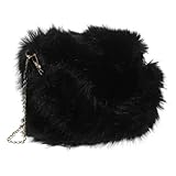 DEARMAMY Stylische üsch Umhängetasche Für Damen Modische Schultertasche Im Quadrat Design Beuteltasche Aus Kunstfell Mit Kettenriemen Ideal Für Freizeit Und Ausgehen