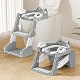 TuckInn Töpfchentrainingssitz, Kleinkind-Toilettensitz für kleine Jungen und Mädchen, Töpfchentrainingstoilette mit Urinalen, Kleinkind-Tritthocker, Leiter und Spritzschutz (Grau)