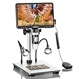TOMLOV DM9 7' LCD Digital Mikroskop 1200X, 1080P USB Lötmikroskop, Handmikroskop mit einstellbarem Metallständer, 12MP Super präziser Fokus, LED-Volllicht, PC/Windows/Mac kompatibel, 32GB