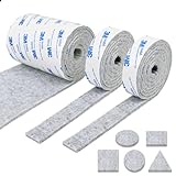 Vicloon Filzgleiter Selbstklebend, 3 Rollen Filz Selbstklebende(120 * 10cm *1er / 120 * 2cm *2er), Stark Filzstreifen Stühle und Möbelfüße, Schneiden Sie jede Form, Grau Möbelgleiter