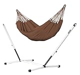 LA SIESTA - Modesta Arabica - Klassische Einzel-Hängematte aus Bio-Baumwolle mit pulverbeschichtetem Stahl-Gestel
