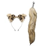 Katze Anime Maid Rollenspiel Kostüme Ohren Stirnband Flauschiger langer Fuchsschwanz Metall Anal Butt Plug für Frauen Paar Sex Werkzeug Flirt Spielzeug 2 Teile/satz (Brown)