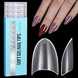 TOMICCA Nagelspitzen Kurz Mandel, 240 Stücke Klare Nail Tips Acryl Halbe Abdeckung Französische Gefälschte Falsche Nägeltips für Nagelstudios DIY & Nagelverlängerung, 12 Größen