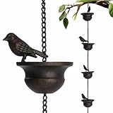 Tagtight 2.4M Regenwasserkette Vogel Dachrinnenkette Regenablaufkette, Outdoor-Fallrohr-Kette, Regenglocke Aus Metall, Hängende Regenkette Umlenker-Fangkette, Outdoor-Gartendekoration