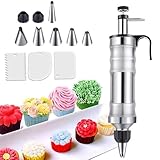 Tortenspritze - Garnierspritze Edelstahl,400ml Kuchenspritze Wiederverwendbarer,Profi Sahnespritze,Dessert Dekorieren Spritze mit 6 Tüllen,Torten Zubehör für Cupcakes, Torten Dekorieren, Kuchen
