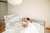 BabybeFun Beistellbett Baby [Stillen im eigenen Elternbett] Babybett für Boxspringbett und normales Bett mit Überrollschutz [Extra Sicher] Rausfallschutz Bett | Kinderbett Alternative