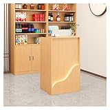 Rezeptionstisch mit LED-Leuchten und abschließbarer Schublade – Moderne Rezeptionstheke für Supermarkt, Hotel, Convenience Store – L-Form Kassierer Schreibtisch