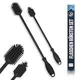 JAWAonline Spülbürsten Set 32cm und 24cm - Flaschenbürste Silikon schonend und kratzfrei - Flexible Flaschenreiniger Bürste - Premium Bottle Brush - Reinigungsbürste für kleine und große Flaschen