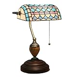 ZJIEDB Antike Bankerlampe aus Buntglas im mediterranen Stil, Kaffee-Tischlampe, Basis aus Zinklegierung, Klavierlampe zum Lesen, Schlafzimmer, Geschenk, A