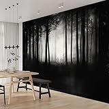 Fototapete Dunkel Textur Dschungel Fototapete 3D Effekt Wandbild Wandtapete UV-Beständig 300 x 210 cm für Wohnzimmer Schlafzimmer Flur Vliestapete Wandtapete Motivtapeten Wanddeko Schwarz Weiß