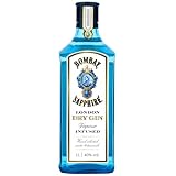 Bombay Sapphire London Dry Gin, 40 Vol-%, 100 cl / 1 L, zu 100% per Dampfinfusion destillierte Spirituose mit 10 erlesenen Botanicals