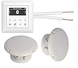 JUNG DAB+ Digitalradio UND Bluetooth - Unterputzradio (Radio) DABABTWW alpinweiß glänzend Komplett-Set + 2 x Deckenlautsprecher weiß (Feuchtraum/Badezimmer) + 20 m Lautsprecherkabel