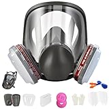 Wiederverwendbare Vollgesichts-Atemschutzmaske, 6800 Gasmaske mit Filtern 6001 & 2091, Bajonettanschluss, Silikon-Gesichtsdichtung, Staubmasken für Malerei, Schleifen, Holzbearbeitung, Schweißen