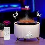 Aroma Diffuser mit Bluetooth Lautsprecher, 350mL Essential Oil Diffuser, 2 Spray & Flammen DuftöL Diffuser mit 7 Weißes Rauschen, Duftöldiffusoren Humidifier für Schlafzimmer, Timing