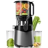 Canoly Entsafter, 400W Slow Juicer, Saftpresse mit 140mm Großer Fütterungsrutsche für Ganze Gemüse und Obst, 2L Füllvolumen, Kaltpresse Hohe Saftausbeute, Leicht zu reinigen, BPA-Frei, Deep Grey