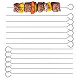 Larrel 12 Stück Edelstahl Schaschlikspieße, Grillspieße Set 1,8 x 20 cm Grillspieße Edelstahl Metall BBQ Spieße Wiederverwendbare Spieße Rouladennadeln für Grill und Gemüse als Vorspeise