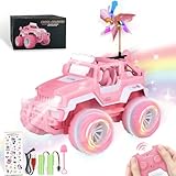 Ulikey Ferngesteuertes Auto, Off Road Auto mit LED Scheinwerfern, 1:16 SUV Pink Jeep, Offroad Auto Klettern mit Windmühle und Aufkleber, All-Terrain Ferngesteuertes Auto 4-12 Jungen Mädchen Geschenke