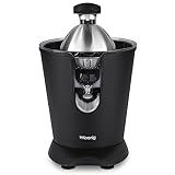 H.Koenig Elektrische Zitruspresse AGR82 BPA-frei, Orangen-, Zitronen-, Grapefruitsaft, Schnell, Automatisch, Leise, Leistungsstark, 160 W, Tropfstopp, Spülmaschinengeeignet, Schwarz