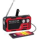 Kurbelradio | Survival-Radio mit Kurbel und Solarenergie | kabelloser Lautsprecher mit großem Empfang für Haus, Erwachsene, Jugendliche, Familien und Freunde