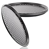 ASelected 4 Stück runde, gelochtes, antihaftbeschichtetes Spülmaschinenfestes Ofenblech für Pizzaofen (31 CM), Schwarz