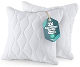 Utopia Bedding Kopfkissen 80x80 cm (2er Set), Gestepptes Kissen für Bett und als Dekokissen, Kissenfüllung, SofaKissen, Zierkissen für Couch (Weiß)