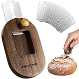 NiHome Bäckermesser Set mit Ausziehbarer Klinge und Magnetischem Rücken, Teigmesser für Brot, Gebäck und Teig-Ritzen, Walnuss Holzgriff, Ideal für Präzises Einschneiden und Dekorieren von Teig