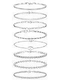 MILACOLATO Edelstahl Armbänder Set Für Damen Silber Gold Armband Verstellbar 18Karat Vergoldet CZ Kettenarmband Figaro Kubanisches Tennis Kette Armkette Twist Fischgräten Stapelbares Armband Schmuck