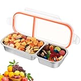 But Oswetf Snackbox mit Fächern, Edelstahl Brotdose mit Fächern, Leckdichte Meal Prep Boxen, Brotdosen mit Trennfächern, Bento Box, Auslaufsicher Snackdose Snack Boxen mit Deckel für Arbeit Camping