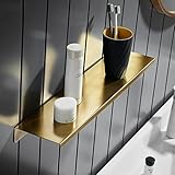 Multifunktionales Wandregal für Dusche und Badezimmer, Messing, gebürstet, schwimmendes Aufbewahrungsregal für Kosmetika und Zubehör, 40 cm Trennwand-Design