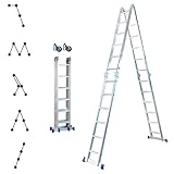 Gelenkleiter Stavalance 4x6 Aluminium Multifunktionsleiter 4x6 Stufen - 6,8 m Länge klappbar - Leiter 4-teilig bis 150 kg - Gelenkleiter Klappleiter Stehleiter Aluleiter