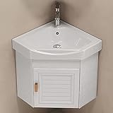 Eckwaschbecken, wandmontiertes schwimmendes Waschbecken mit Aufbewahrungsbehälter, Badezimmer-Waschtisch für kleine Räume, kompaktes Design für effiziente Raumausnutzung
