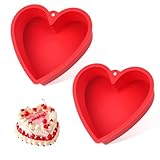 QEEYON Backform Herz, 2 Stück Silikon Herzbackform Groß Antihaft Silikonform Backen Torte Kuchenform Tortenform Herzform Kuchenformen Herzbackform für Herzkuchen Pudding Schichtkuchen (22cm)