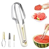 3-in-1 Wassermelonengabel-Schneidewerkzeug, Obstschneider aus Edelstahl, Wassermelonen-Gabelschneider, für Hobel, Partys, Camping, Küche (A)