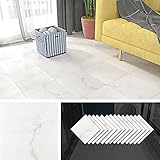 Livelynine 32 Fliesen PVC Bodenbelag Selbstklebend Bad Vinylboden Fliesenoptik Beige Fliesen Selbstklebend Küche 30CMx30CM Fliese Laminat Fliesenoptik Marmor Abwaschbar Laminatboden, Weiß/ Beige/ Blau