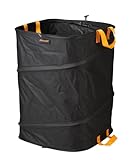Fiskars PopUp-Gartensack mit Griffen, Platzsparend faltbar, Fassungsvermögen: 175 L, Höhe: 70 cm, Breite: 50 cm, Schwarz/Orange, Ergo, 1028372