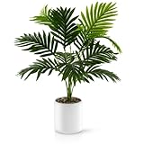 PASCH® Areca Kunstpalme (60cm) in weißem Keramiktopf: Kunstpflanzen groß | Kunstpflanzen wie echt | Fake Plant | Künstliche Pflanzen im Topf