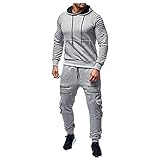 XUEJIANN Angebote Heute Blitzangebote Frühlings- und Sommermode für Herren, lässig, einfarbig, langärmelig, Kapuzenpullover mit Tasche, 9 Farben T Shirt Basketball Herren (Grey-a, M)