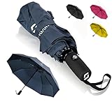STYNGARD Regenschirm sturmfest bis 140 km/h - Taschenschirm mit Auf-zu-Automatik und zertifizierter Teflon-Beschichtung gegen Feuchtigkeitsschäden - kurzer Griff - Modell OSLO