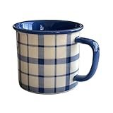 RYUQW3RE Kaffeetasse, Großer, fassender Vintage-Keramikbecher mit Karomuster – ideal for Zuhause, Büro, Kaffee oder Nachmittagstee