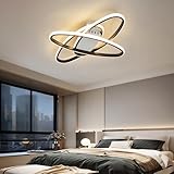 TUJJTU Minimalistische elliptische Deckenleuchte Dimmbare LED Wohnzimmerlampe Flush Mount Schlafzimmer Lampe mit Fernbedienung Modernes Acryl Deckenbeleuchtung Büro Dekor Deckenlampe (Schwarz, 50cm)