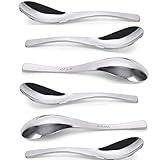 QUCHER 6 stück 18/8 Premium Suppenlöffel, Suppenlöffel ausEdelstahl, Geeignet für Salate, Curry, Sahnedesserts und warme Gerichte, 17 cm