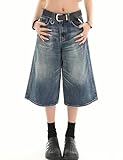 Y2k Baggy-Jeans-Shorts, Y2k, Hip-Hop-Shorts, Skater-Jeans, Grunge-Shorts, ästhetische Hosen, 7fen# Blau, Mittel