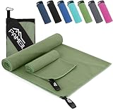 Pameil Mikrofaser Handtuch 2er Set-(160x80cm Groß Badetuch+80x40cm Klein Handtüch), Kompakt & Schnelltrocknend Microfaser Handtücher- das Sporthandtuch, Reisehandtuch, Strandhandtuch