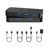 BENFEI USB 3.0 Switch, USB Switcher 2 Computer mit 1xUSB C Port und 3xUSB A Ports, 2 In 4 Out USB 3.0 Switcher mit Desktop-Kontroller, USB KVM Switch Selector kompatibel mit Windows Mac Linux